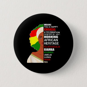 Chapa Redonda De 5 Cm Feliz Kwanzaa Siete Principios De Los Hombres Kwan
