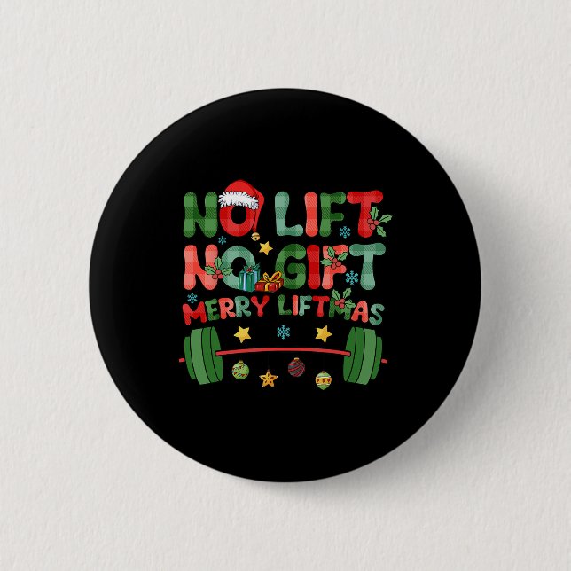 Chapa Redonda De 5 Cm Feliz Liftmas Sin Ascensor No Navidad Presenta Gim (Anverso)