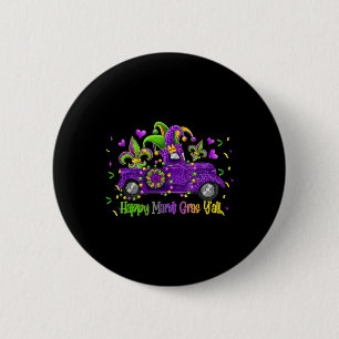 Chapa Redonda De 5 Cm Feliz Mardi Gras Y'all Truck Leopard Mardi Gras Bo