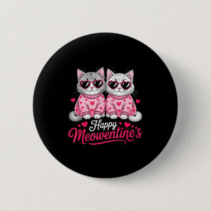 Chapa Redonda De 5 Cm Feliz Meowentine Cumpleaños Lindo Gato Romántico P