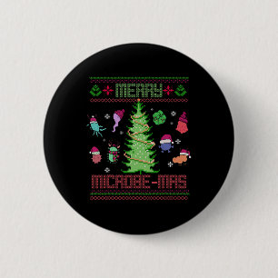 Chapa Redonda De 5 Cm Feliz Microbio-navidad Científicos de Microbiologí