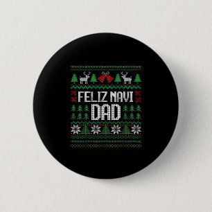 Chapa Redonda De 5 Cm Feliz Navi Papá Funny Ugly Sweater Navidad