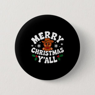 Chapa Redonda De 5 Cm Feliz Navidad a todos, hombre de jengibre vaquero