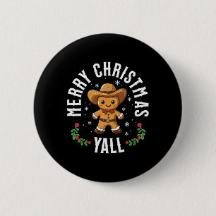 Chapa Redonda De 5 Cm Feliz Navidad a todos Pan de Jengibre Vaquero Hola