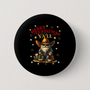 Chapa Redonda De 5 Cm Feliz Navidad a todos Vaquero Santa