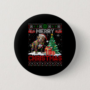 Chapa Redonda De 5 Cm Feliz Navidad Americano Staffordshire Terrier Ugl