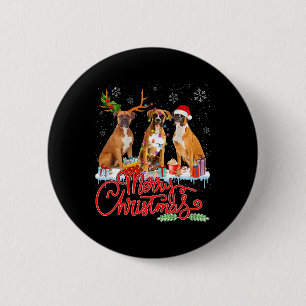 Chapa Redonda De 5 Cm Feliz Navidad Boxer Perro Santa Luz del Reno Xma