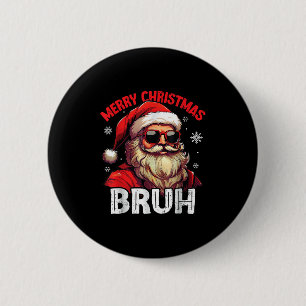 Chapa Redonda De 5 Cm Feliz Navidad Bruh Divertido Santa Claus Retro Hom
