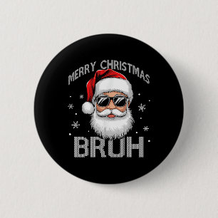 Chapa Redonda De 5 Cm Feliz Navidad Bruh Funny Santa Claus Retro Hombres