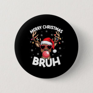 Chapa Redonda De 5 Cm Feliz Navidad Bruh Reno Divertida Navidad Adolesce