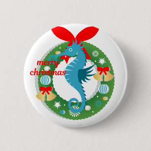 Chapa Redonda De 5 Cm feliz navidad caballito de mar