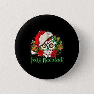 Chapa Redonda De 5 Cm Feliz Navidad Calavera Navideña Mexicana 