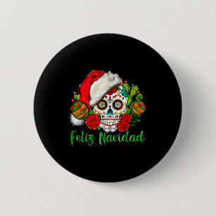 Chapa Redonda De 5 Cm Feliz Navidad Calavera Navideña Mexicana 