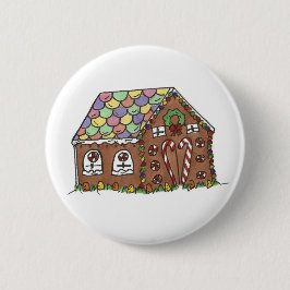 Chapa Redonda De 5 Cm Feliz Navidad Candy Gingerbread House Holiday