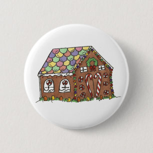 Chapa Redonda De 5 Cm Feliz Navidad Candy Gingerbread House Holiday