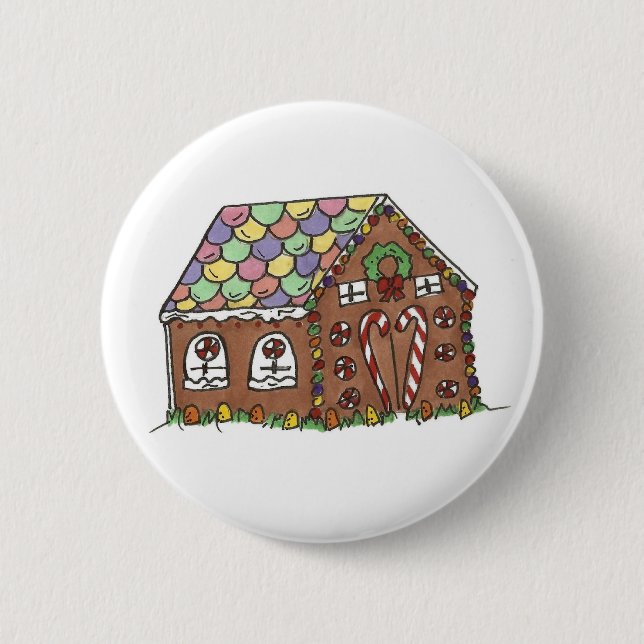 Chapa Redonda De 5 Cm Feliz Navidad Candy Gingerbread House Holiday (Anverso)