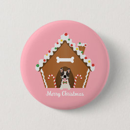 Chapa Redonda De 5 Cm Feliz Navidad Casa de Pan de Jengibre para Perro