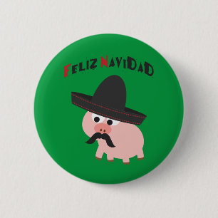 Chapa Redonda De 5 Cm ¡Feliz Navidad! Cerdo