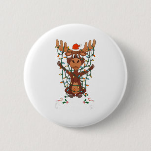 Chapa Redonda De 5 Cm Feliz Navidad Christmoose Alces De Navidad Luz Del
