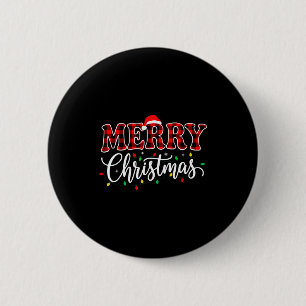 Chapa Redonda De 5 Cm Feliz Navidad Con Familia De Cuadros Negros Y Rojo