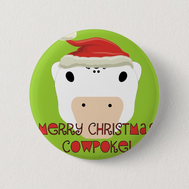 Chapa Redonda De 5 Cm Feliz Navidad CowPoke (Anverso)