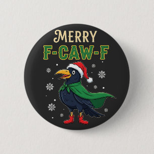 Chapa Redonda De 5 Cm Feliz Navidad Cuervo Gracioso Santa