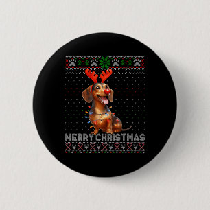 Chapa Redonda De 5 Cm Feliz Navidad Dachshund Dog Lover Navidades feos