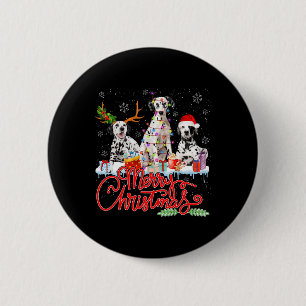 Chapa Redonda De 5 Cm Feliz Navidad Dalmacia perros Santa Lugh reno