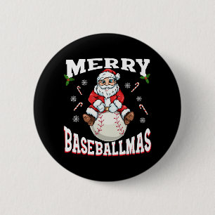 Chapa Redonda De 5 Cm Feliz Navidad de béisbol divertida Navidad béisbol