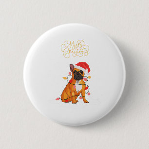 Chapa Redonda De 5 Cm Feliz Navidad Diversión navideña Navidades Bulldog