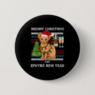 Chapa Redonda De 5 Cm Feliz Navidad divertido gato Sphynx sombrero de Sa