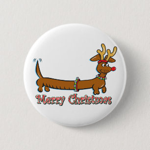 Chapa Redonda De 5 Cm Feliz Navidad Doxie