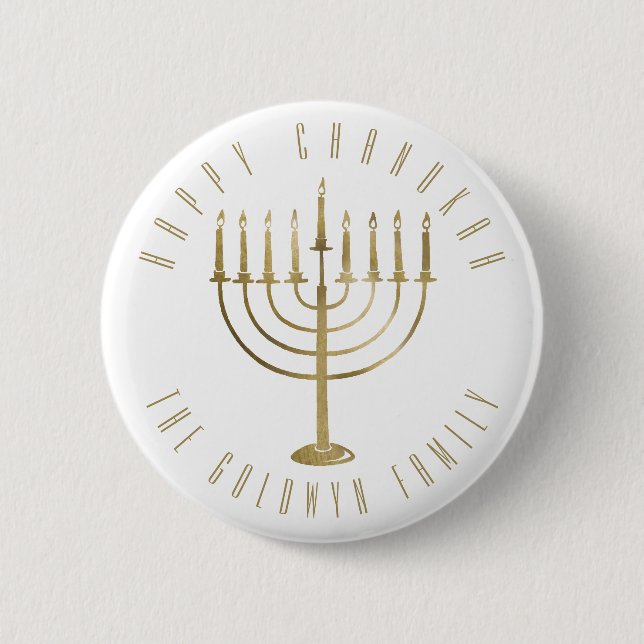 Chapa Redonda De 5 Cm Feliz Navidad en Chanukah Menorah (Anverso)