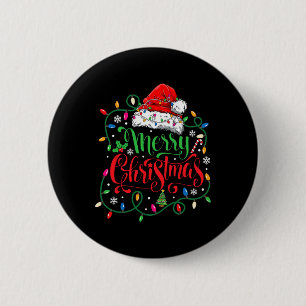 Chapa Redonda De 5 Cm Feliz Navidad Familia Matanza Santa Hat Luces X