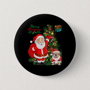 Chapa Redonda De 5 Cm Feliz Navidad Feliz Año Nuevo Papá Noel Inglés