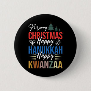 Chapa Redonda De 5 Cm Feliz Navidad Feliz Hanukkah Feliz Kwanzaa 17