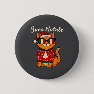 Chapa Redonda De 5 Cm Feliz Navidad Gato Italiano De Navidad, Orgullo De