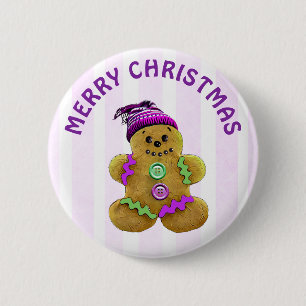 Chapa Redonda De 5 Cm Feliz Navidad Gingerbread