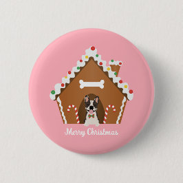 Chapa Redonda De 5 Cm Feliz Navidad Gingerbread Dog House