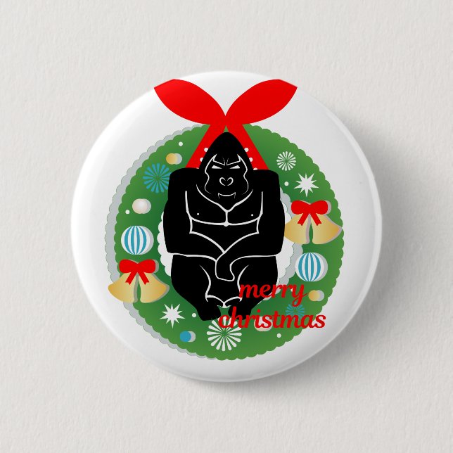 Chapa Redonda De 5 Cm feliz navidad gorila (Anverso)