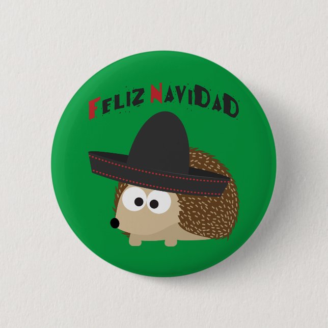 Chapa Redonda De 5 Cm Feliz Navidad Hedgehog (Anverso)