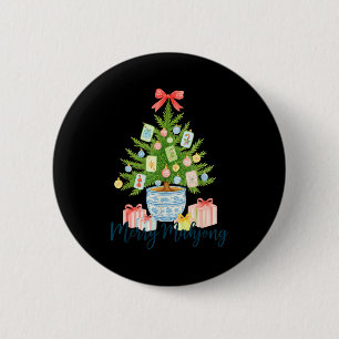 Chapa Redonda De 5 Cm Feliz Navidad Mahjong Árbol Chinoiserie Fiesta 