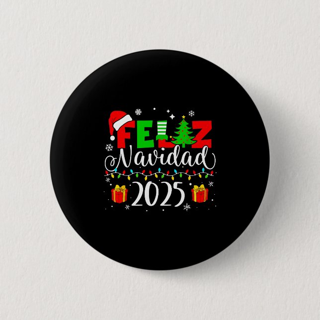 Chapa Redonda De 5 Cm Feliz Navidad Matching Family Spanish Christmas Me (Anverso)