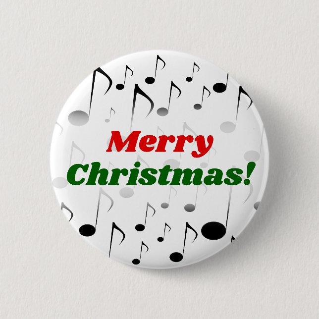 Chapa Redonda De 5 Cm "¡Feliz Navidad!" + Muchas notas musicales (Anverso)
