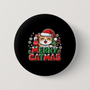 Chapa Redonda De 5 Cm Feliz Navidad Navidad Decoración Santa Cat Funny C