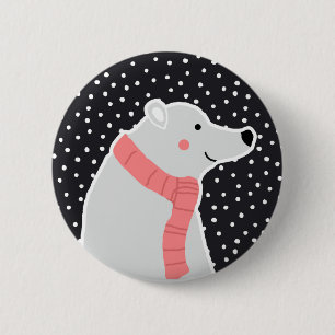 Chapa Redonda De 5 Cm Feliz Navidad - Oso Polar
