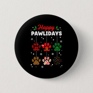 Chapa Redonda De 5 Cm Feliz Navidad Pawlidays Buffalo Plaid Paw Cristo