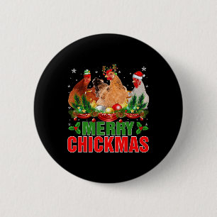 Chapa Redonda De 5 Cm Feliz Navidad Pollos de Papá Noel