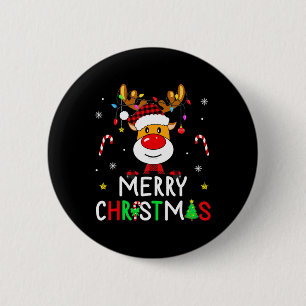 Chapa Redonda De 5 Cm Feliz Navidad Red Santa Hat Reindeer Familia de Na
