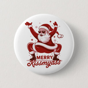 Chapa Redonda De 5 Cm Feliz Navidad Snarky Kissmyass Sarcástica Santa